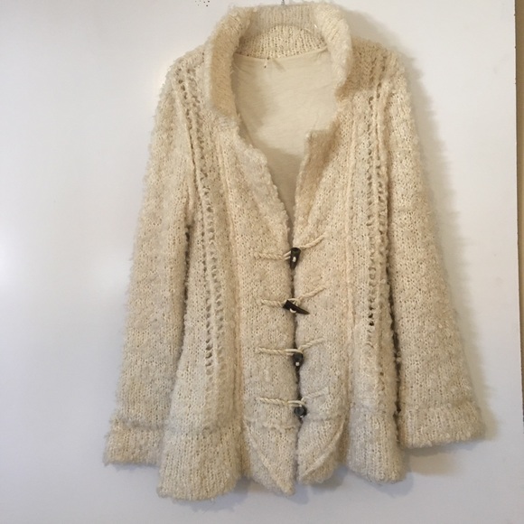 Free People Jackets & Blazers - Free People Teddi Bear Fuzzy Toggle Knit Jacket M